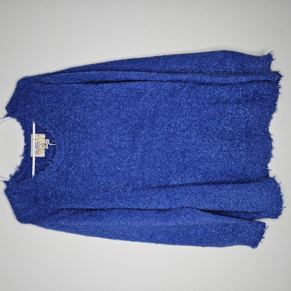 NWT Free People X Sandrine Rose Women's Blue/Metallic Oversized Sweater Medium
